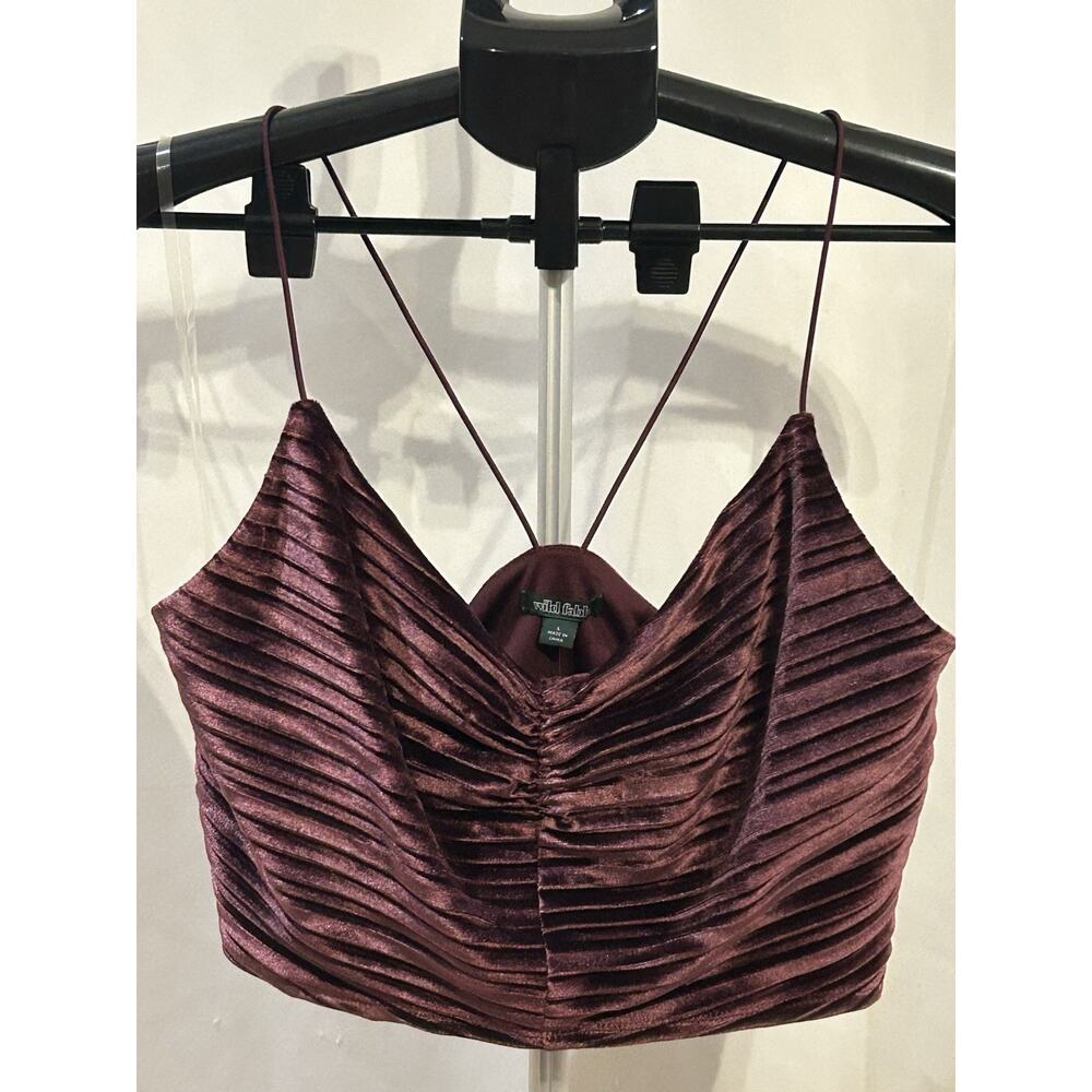 NWT Wild Fable Burgundy Satin Crop Top Women's size L